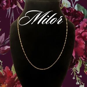 Vintage Milor Italy 925 Gold Plated Rope Chain Necklace